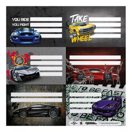 Etiqueta Escolar Mooving X12 Etiquetas Rápido y Furioso