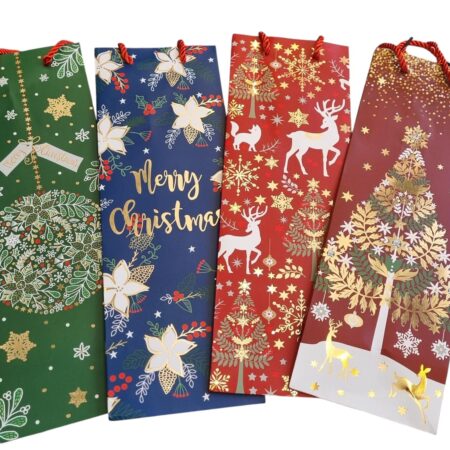 Bolsa Para Botella 12x35 Navideña Con Brillo x4 Unidades