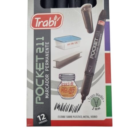 Marcador Trabi Indeleble Punta Mediana Pocket 211 x12 Negro