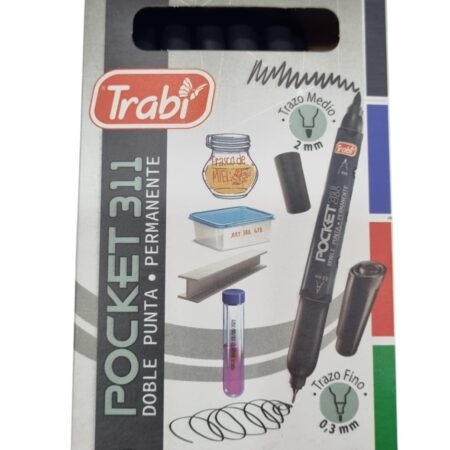 Marcador Trabi Indeleble Doble Punta Pocket 311 x12 Negro