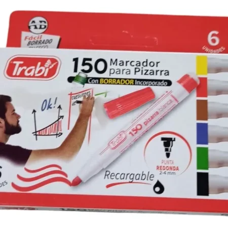 Marcador Trabi Pizarra Con Borrador 150 X6 Surtido