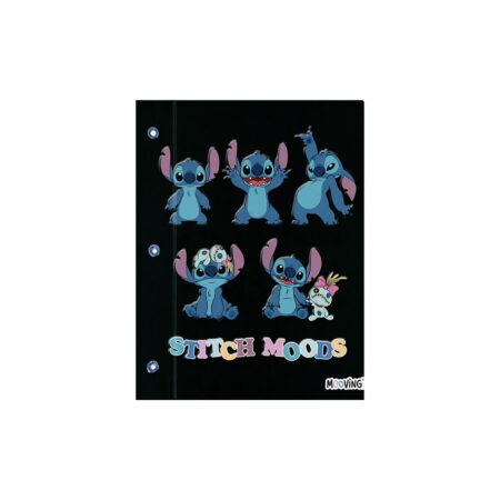 Carpeta Mooving Escolar C/ Cordon Dos Tapas Nº3 STITCH NEGRO